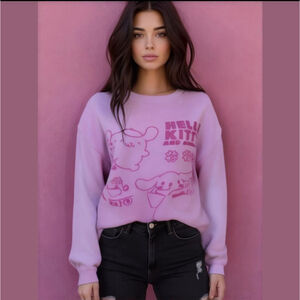 Women's Hello Kitty Purple Graphic Print Sweatshirt Size L
